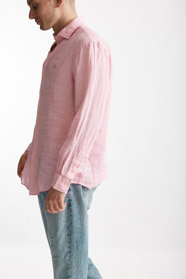 camicia in lino rosa micro fantasia men Polo ralph lauren