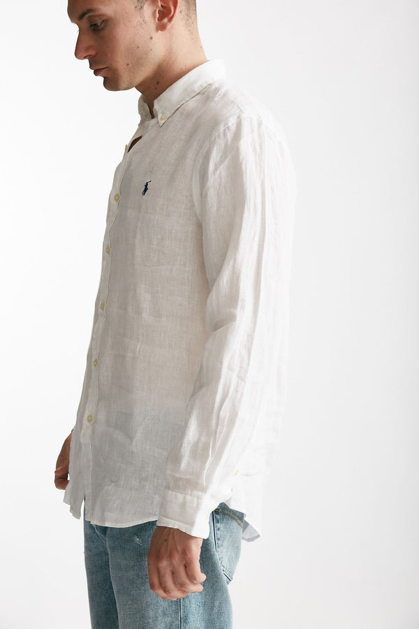 camicia in lino bianco men Polo ralph lauren