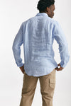 camicia in lino azzurro micro fantasia men Polo ralph lauren - 3