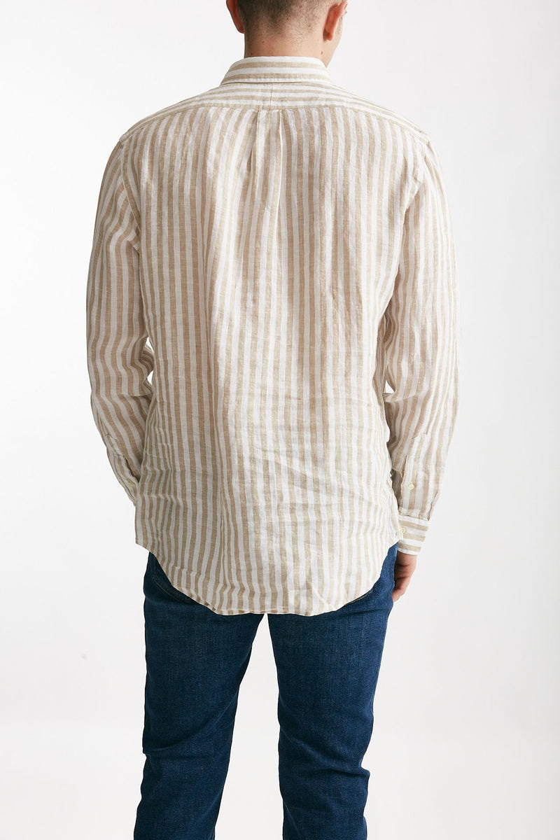 camicia in lino rigato bianco e beige men Polo ralph lauren - 3
