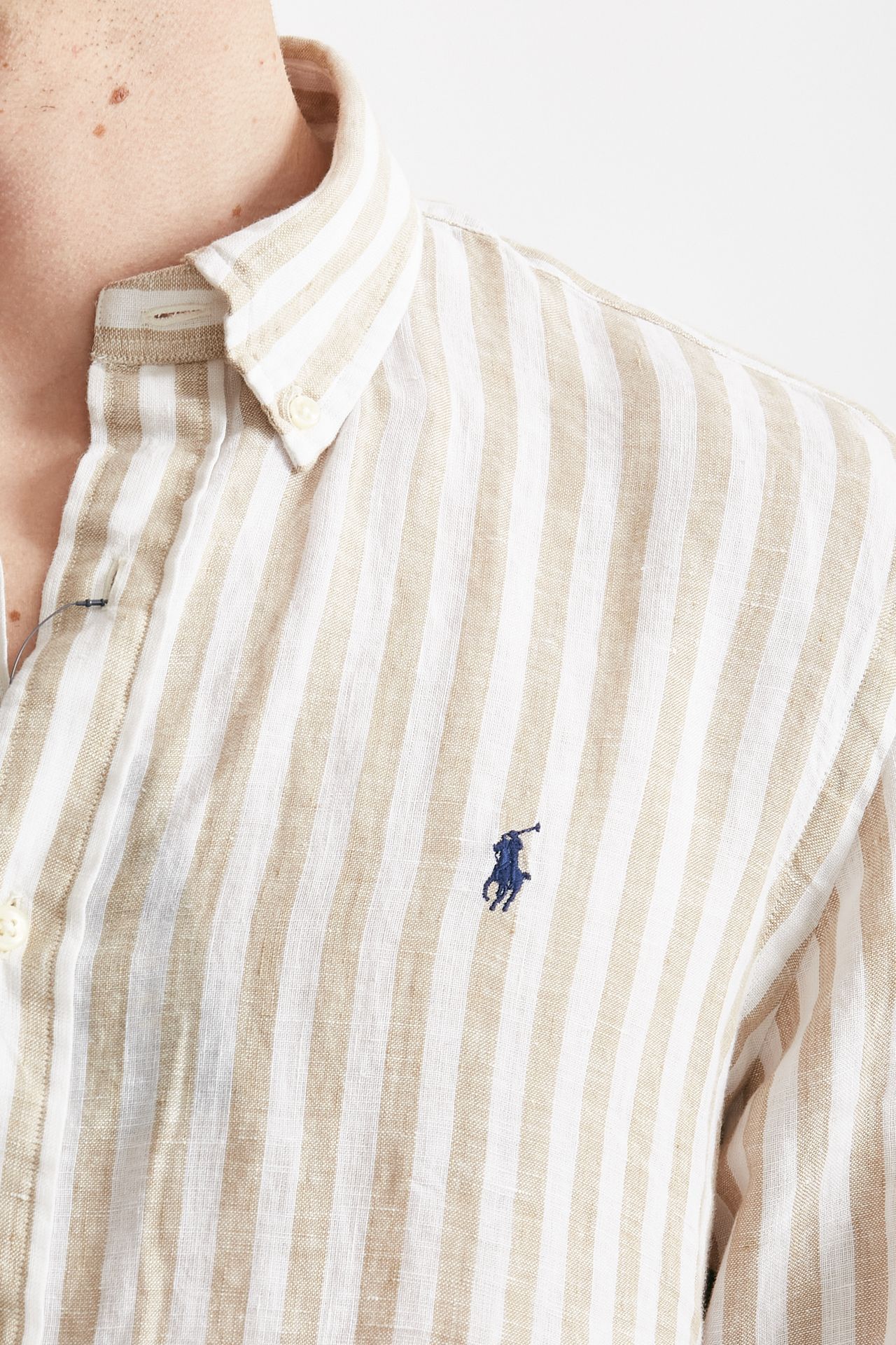 camicia in lino rigato bianco e beige men Polo ralph lauren - 5