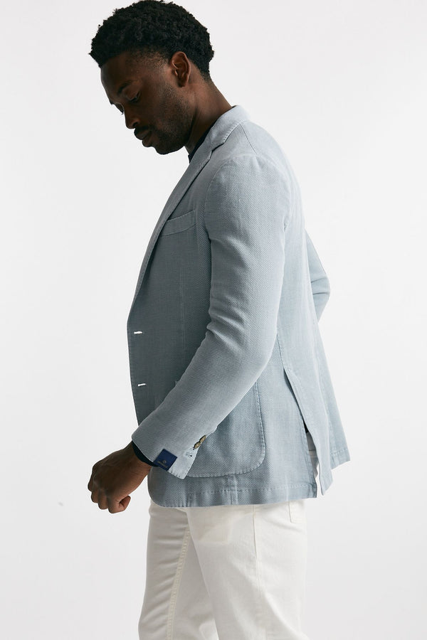 giacca monopetto azzurro cotone lino e ramie men Santaniello