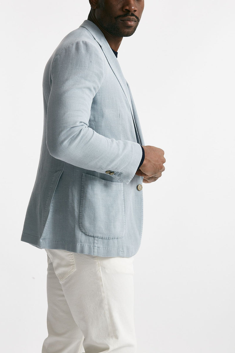 giacca monopetto azzurro cotone lino e ramie men Santaniello - 4