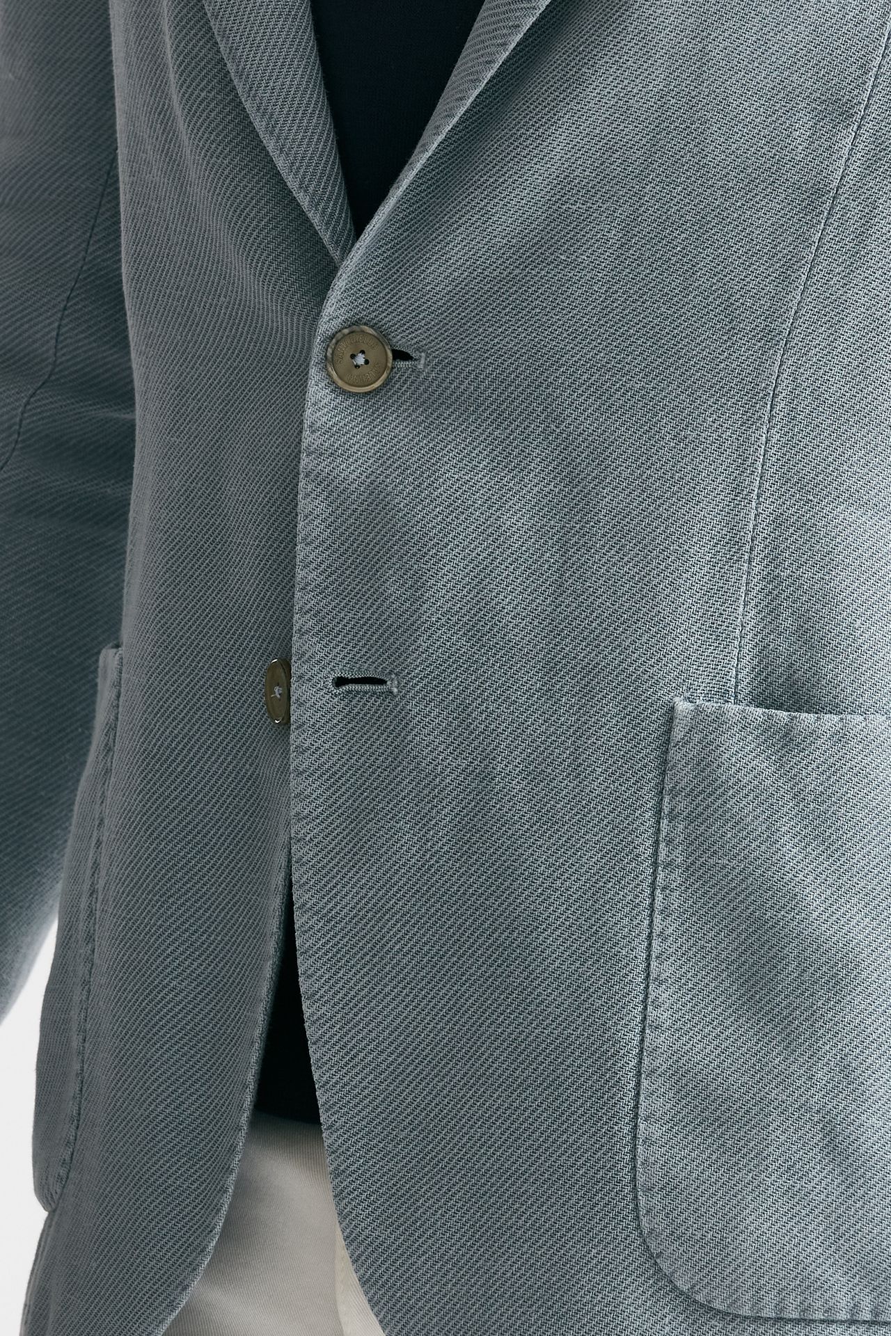 giacca monopetto azzurro cotone lino e ramie men Santaniello - 6