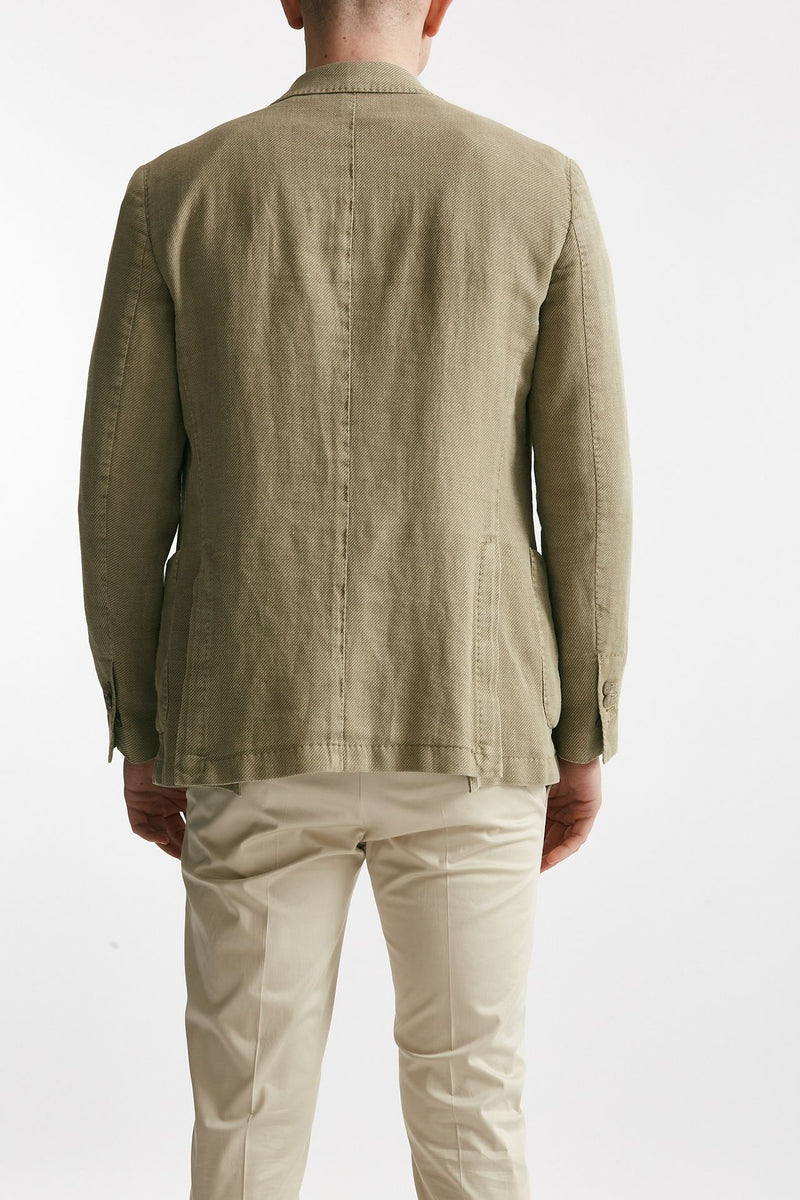 giacca monopetto verde chiaro cotone lino e ramie men Santaniello - 3
