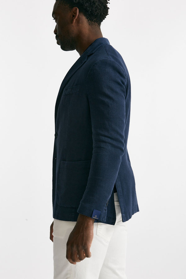 giacca monopetto blu cotone lino e ramie men Santaniello