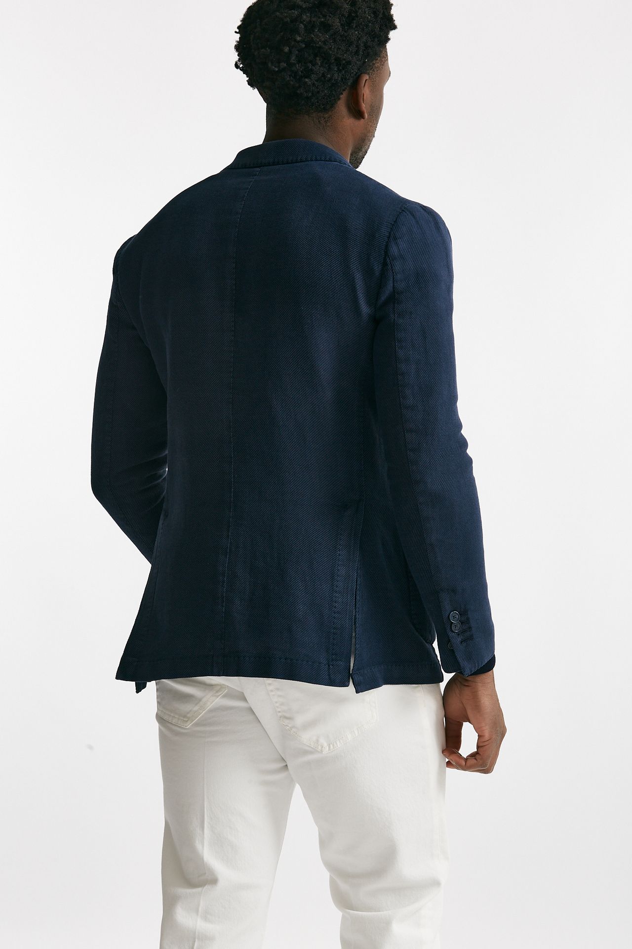 giacca monopetto blu cotone lino e ramie men Santaniello - 3