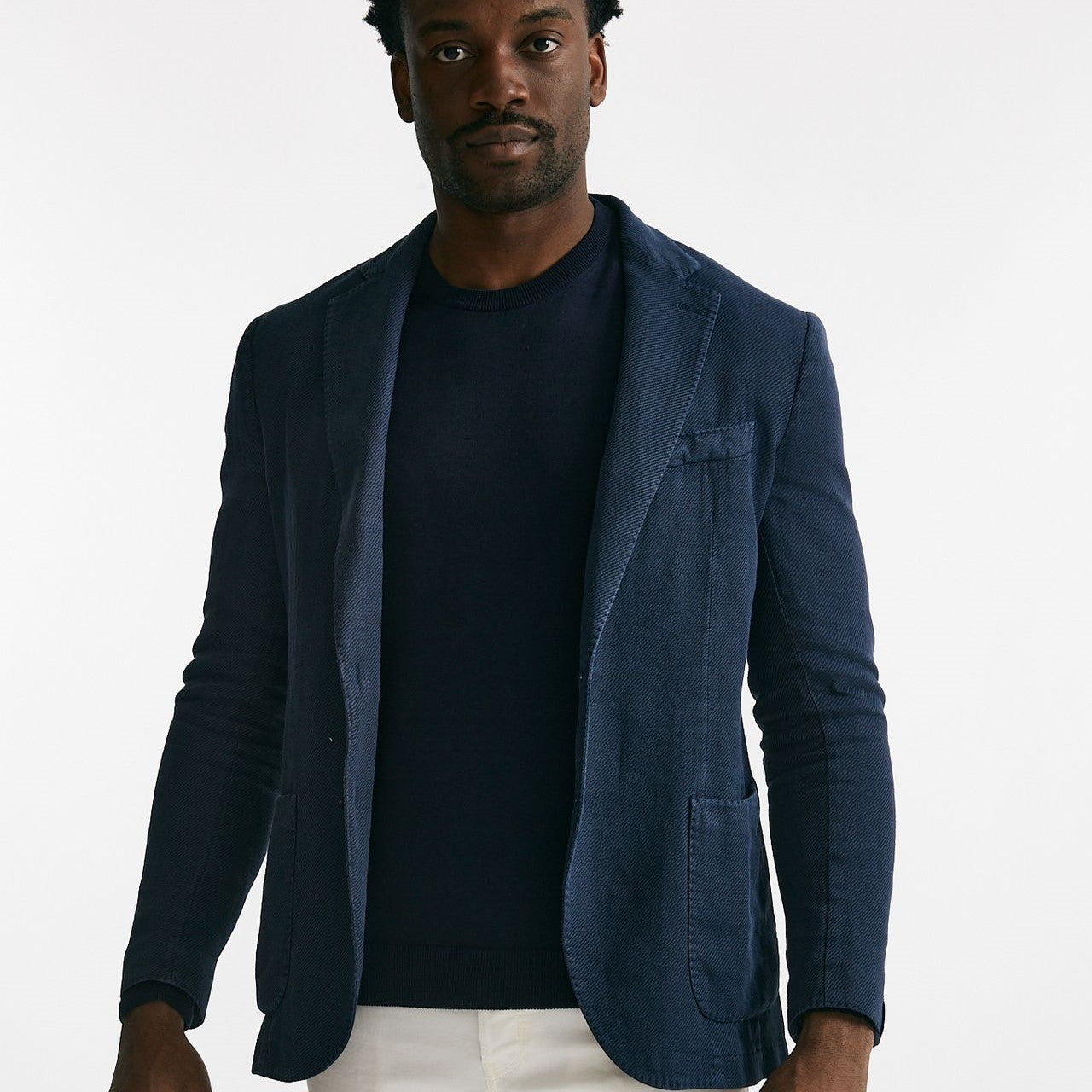 giacca monopetto blu cotone lino e ramie men Santaniello - 8