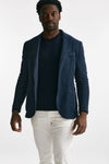 giacca monopetto blu cotone lino e ramie men Santaniello - 5