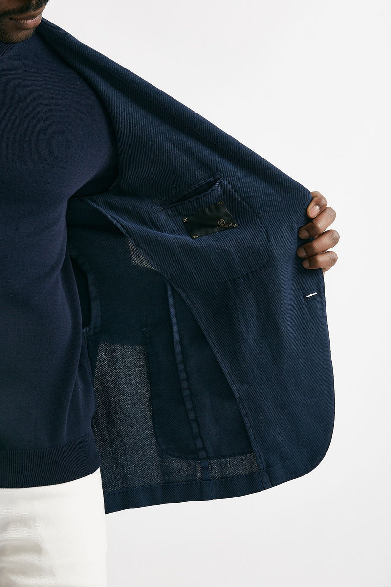 giacca monopetto blu cotone lino e ramie men Santaniello - 7