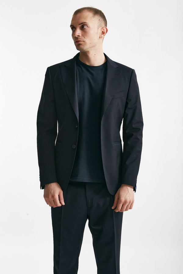 abito monopetto blu lana stretch men Santaniello