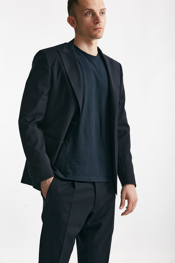 abito monopetto blu lana stretch men Santaniello