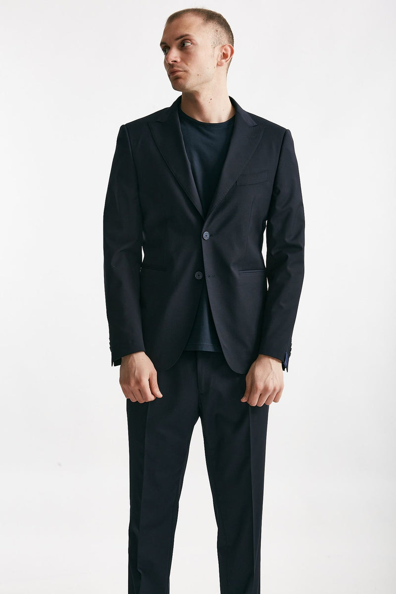 abito monopetto blu lana stretch men Santaniello - 7