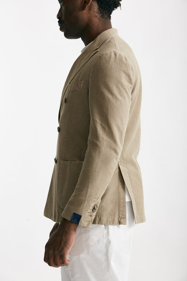 giacca doppiopetto beige cotone e lino lavato men Santaniello