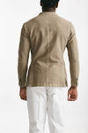 giacca doppiopetto beige cotone e lino lavato men Santaniello - 3