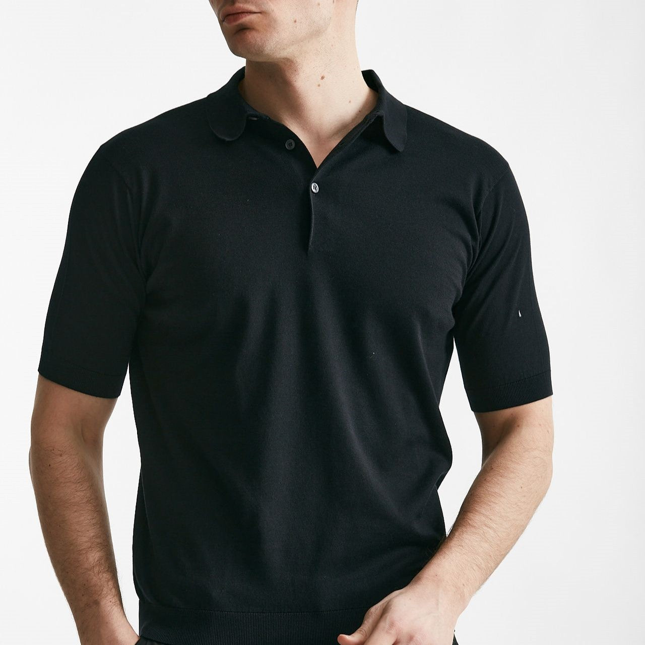 polo reid in cotone sea island nero men John smedley - 6