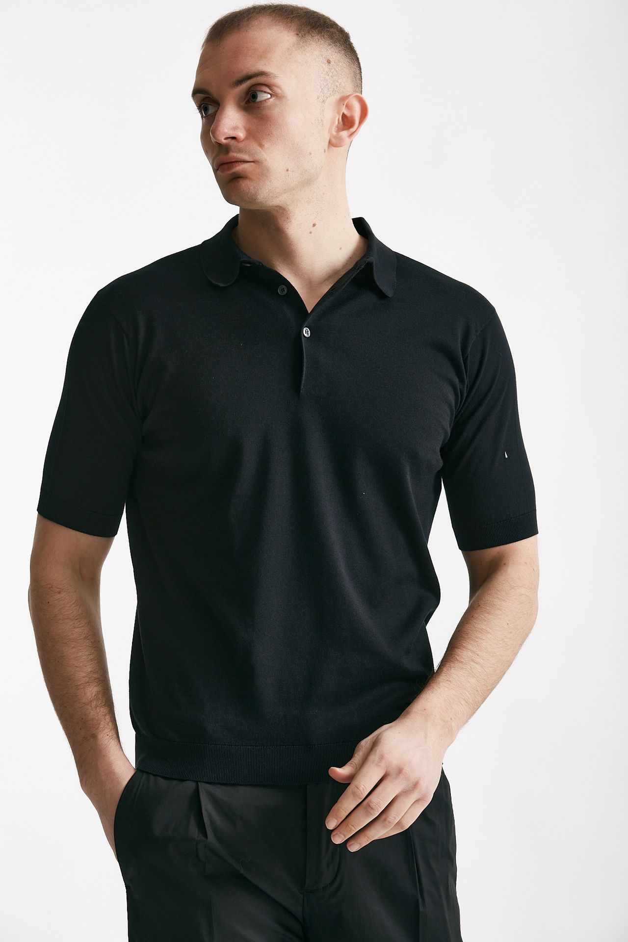 polo reid in cotone sea island nero men John smedley - 1