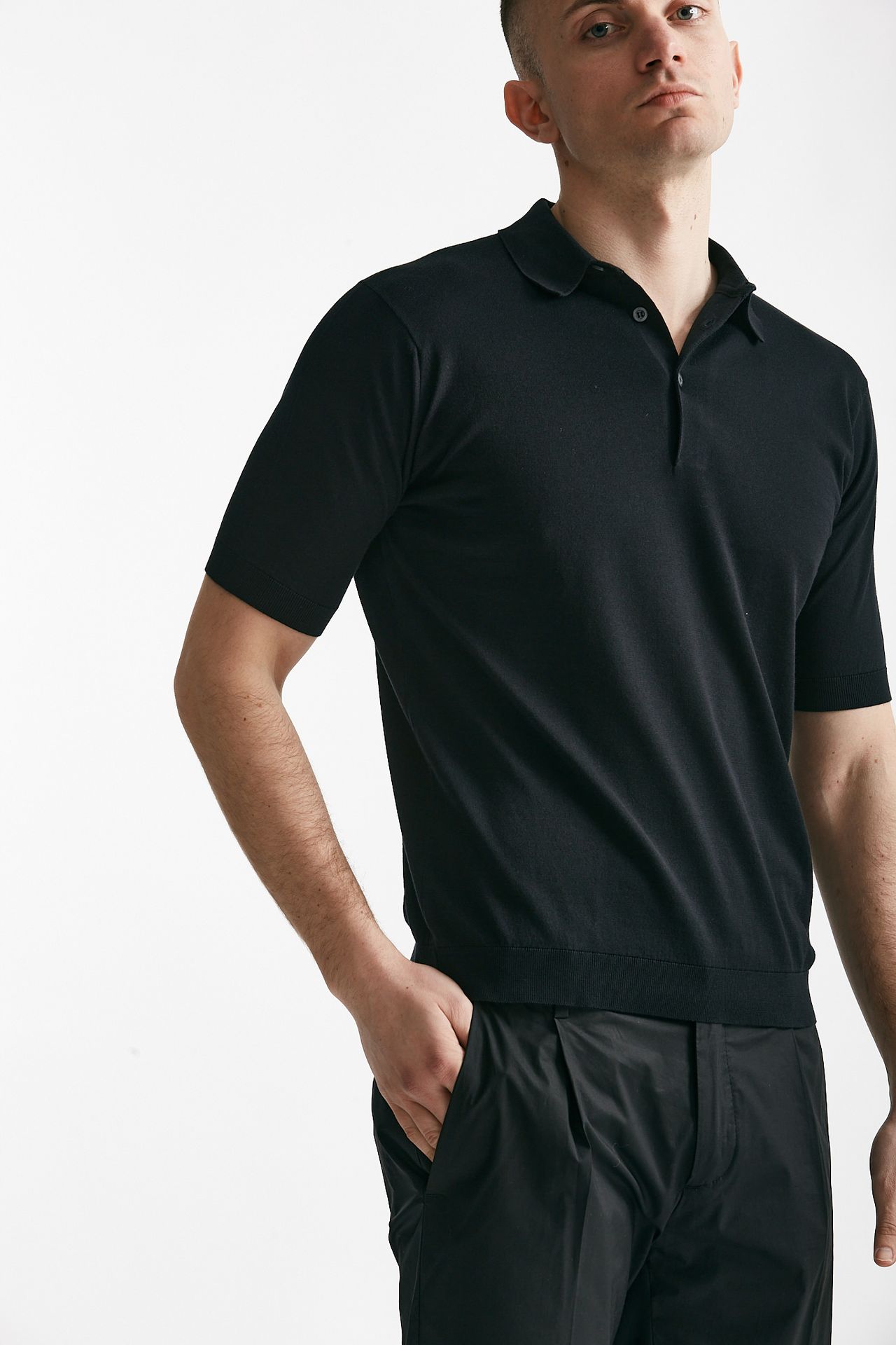 polo reid in cotone sea island nero men John smedley - 4