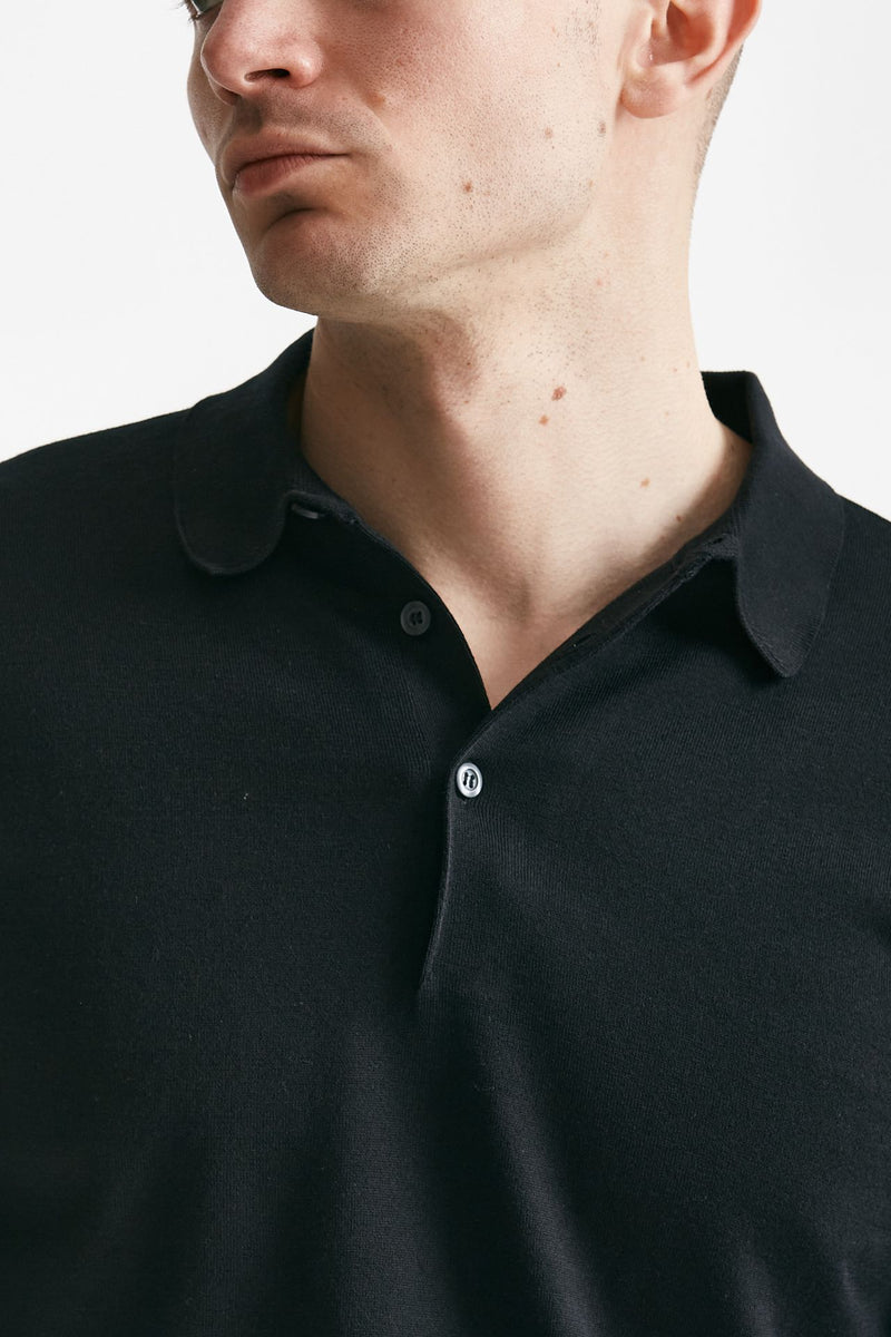 polo reid in cotone sea island nero men John smedley - 5