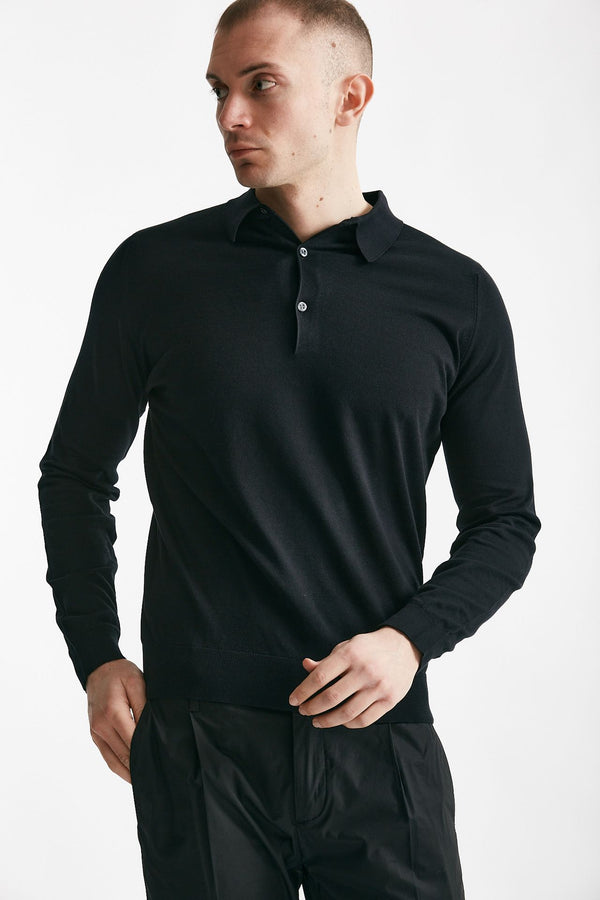 polo bradwell in cotone sea island nero men John smedley