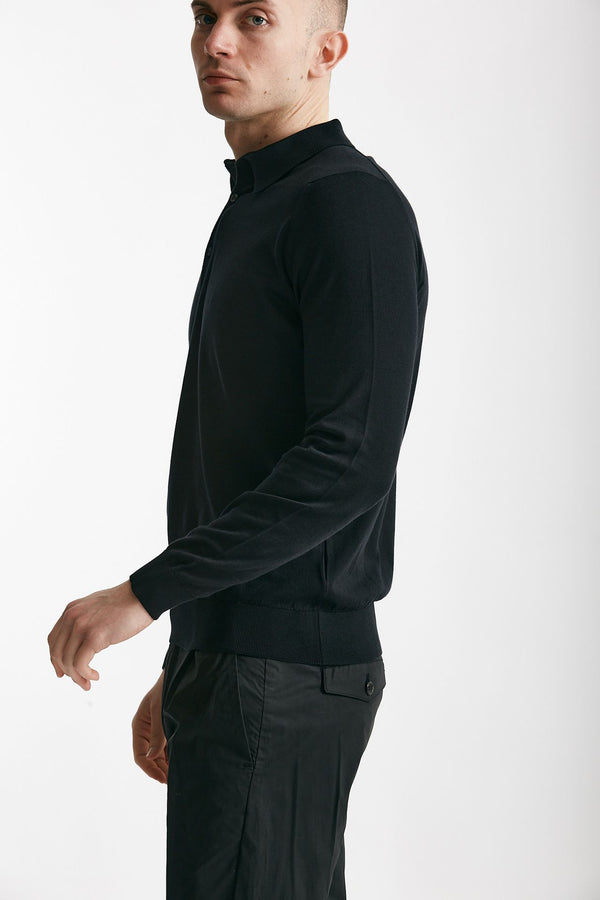 polo bradwell in cotone sea island nero men John smedley