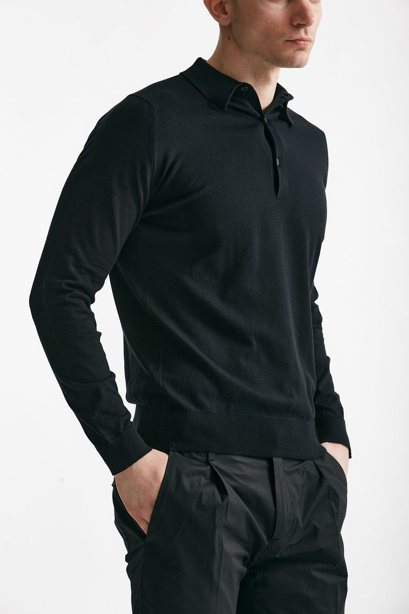 polo bradwell in cotone sea island nero men John smedley - 4
