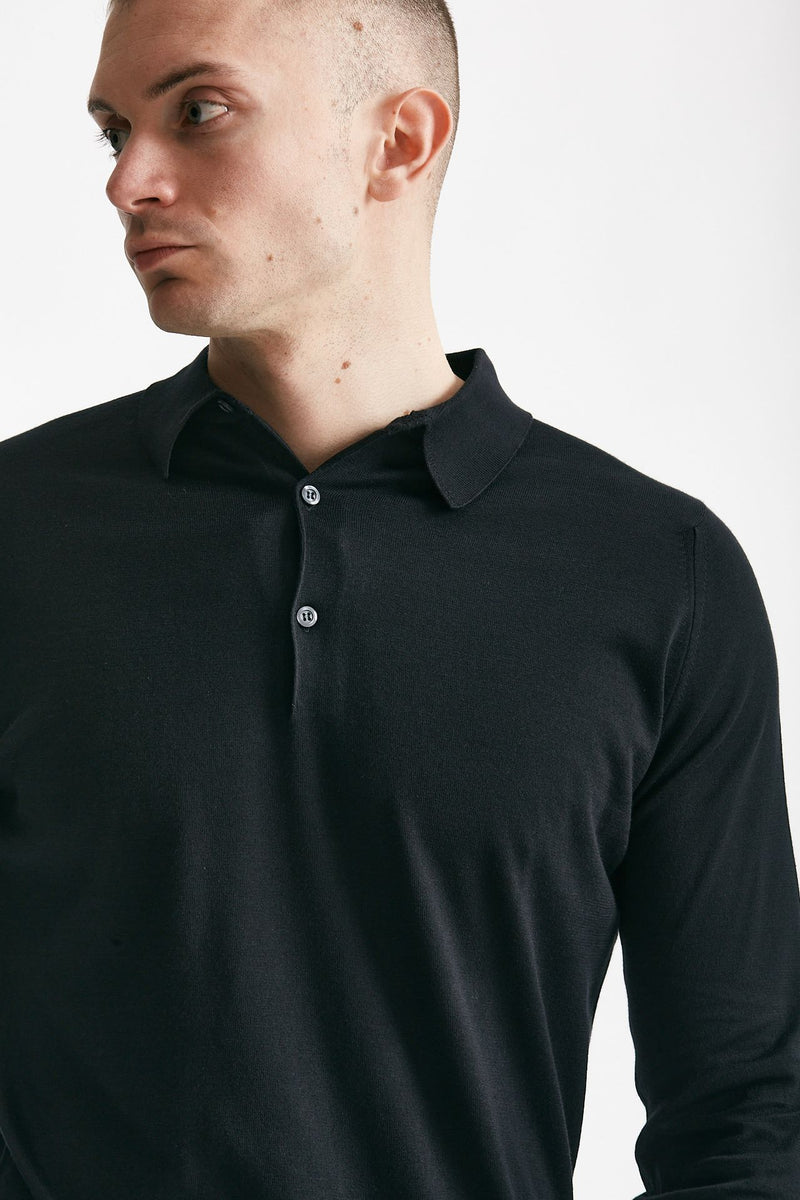 polo bradwell in cotone sea island nero men John smedley - 5