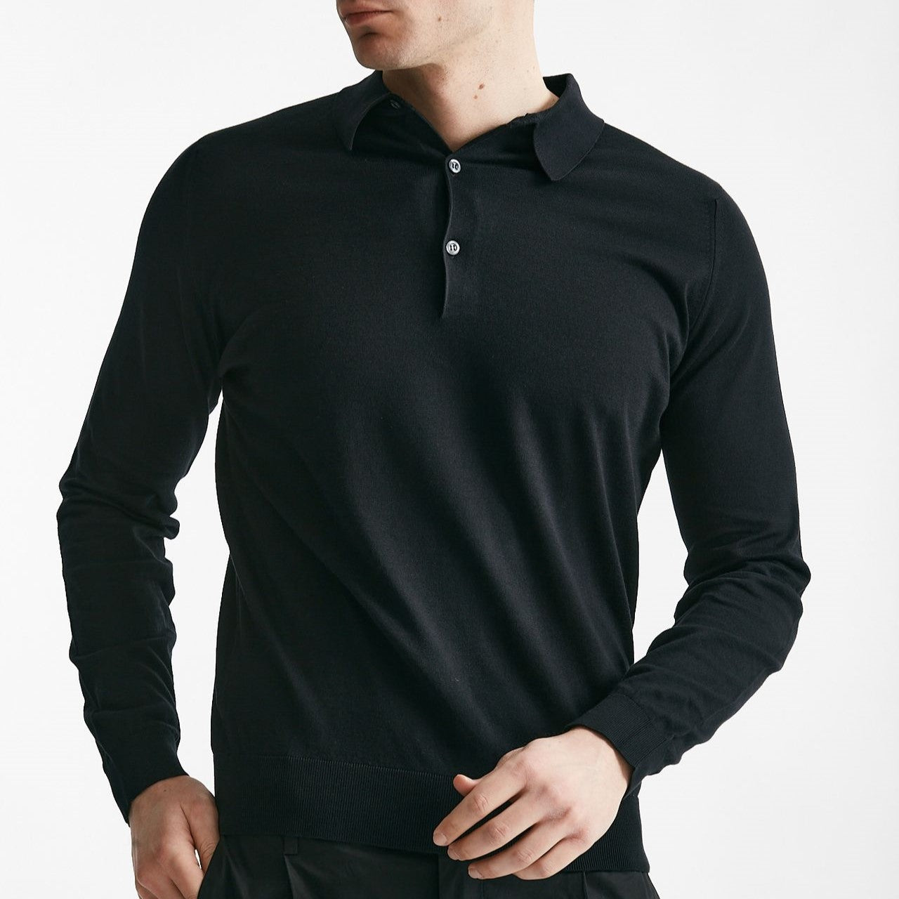 polo bradwell in cotone sea island nero men John smedley - 6