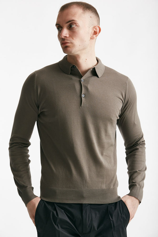 polo bradwell in cotone sea island fango men John smedley