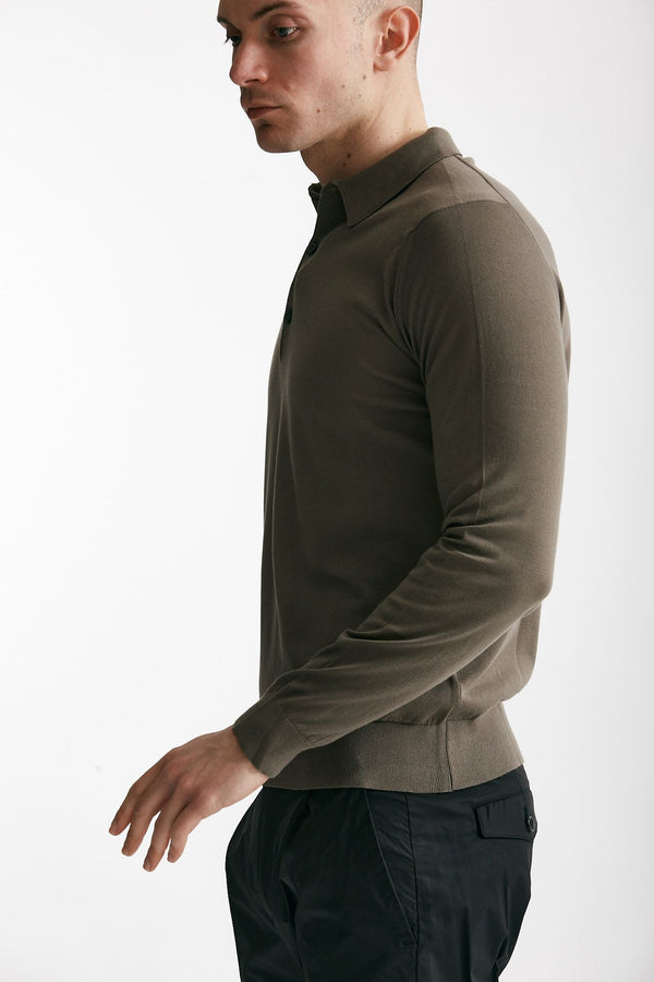 polo bradwell in cotone sea island fango men John smedley