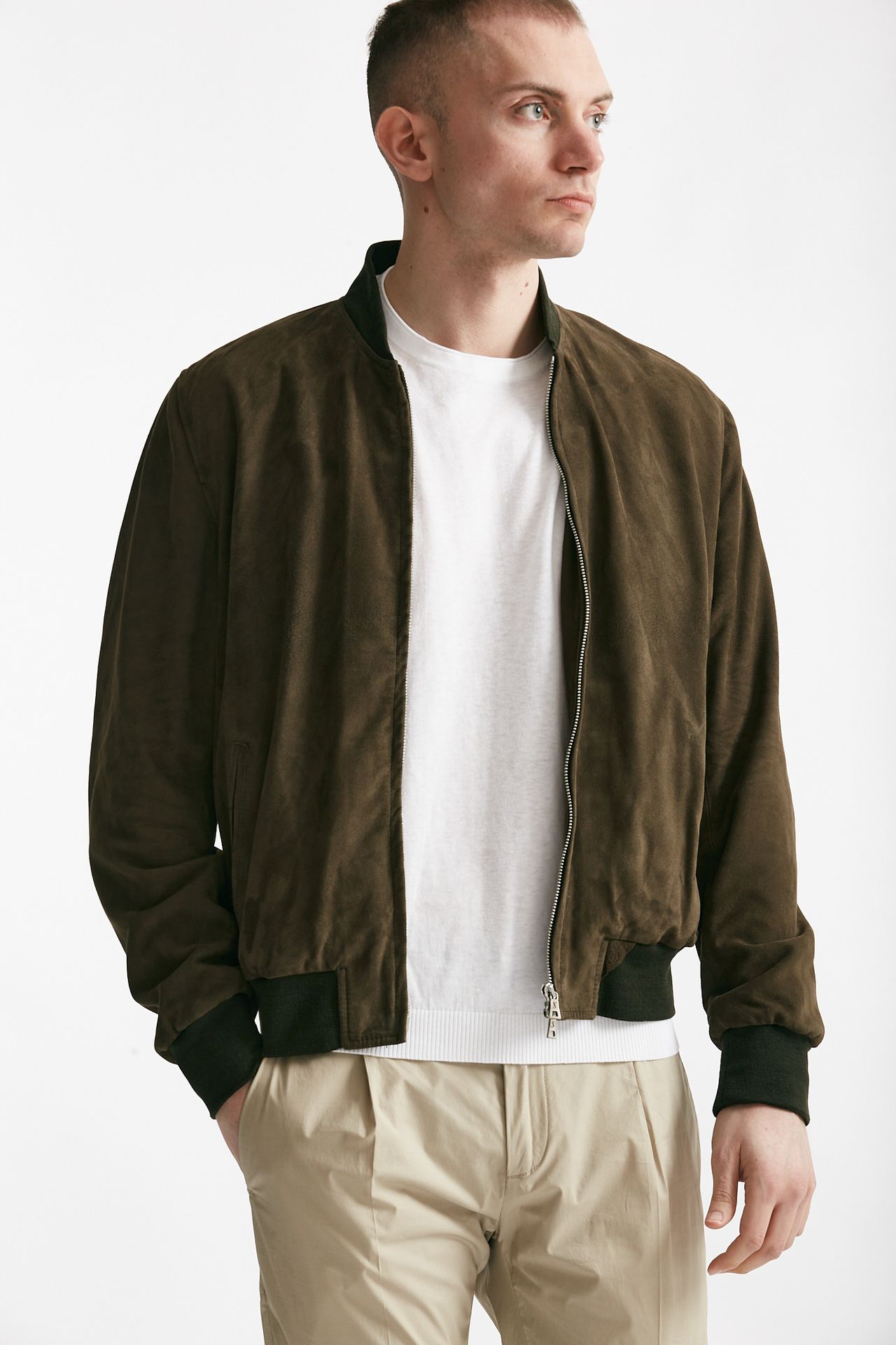 bomber emanuele in camoscio verde men Stewart - 1