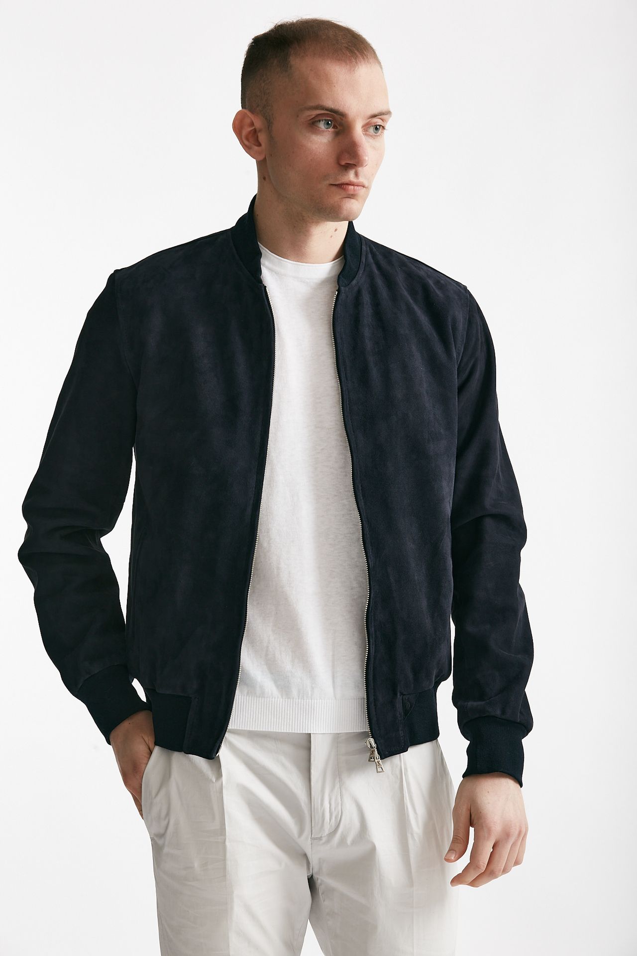 bomber emanuele in camoscio blu men Stewart - 1