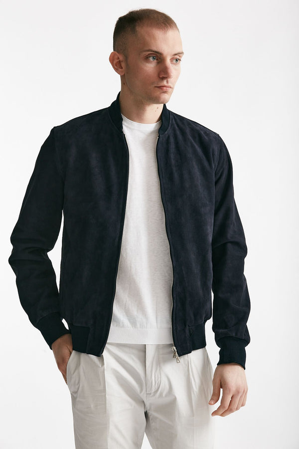 bomber emanuele in camoscio blu men Stewart