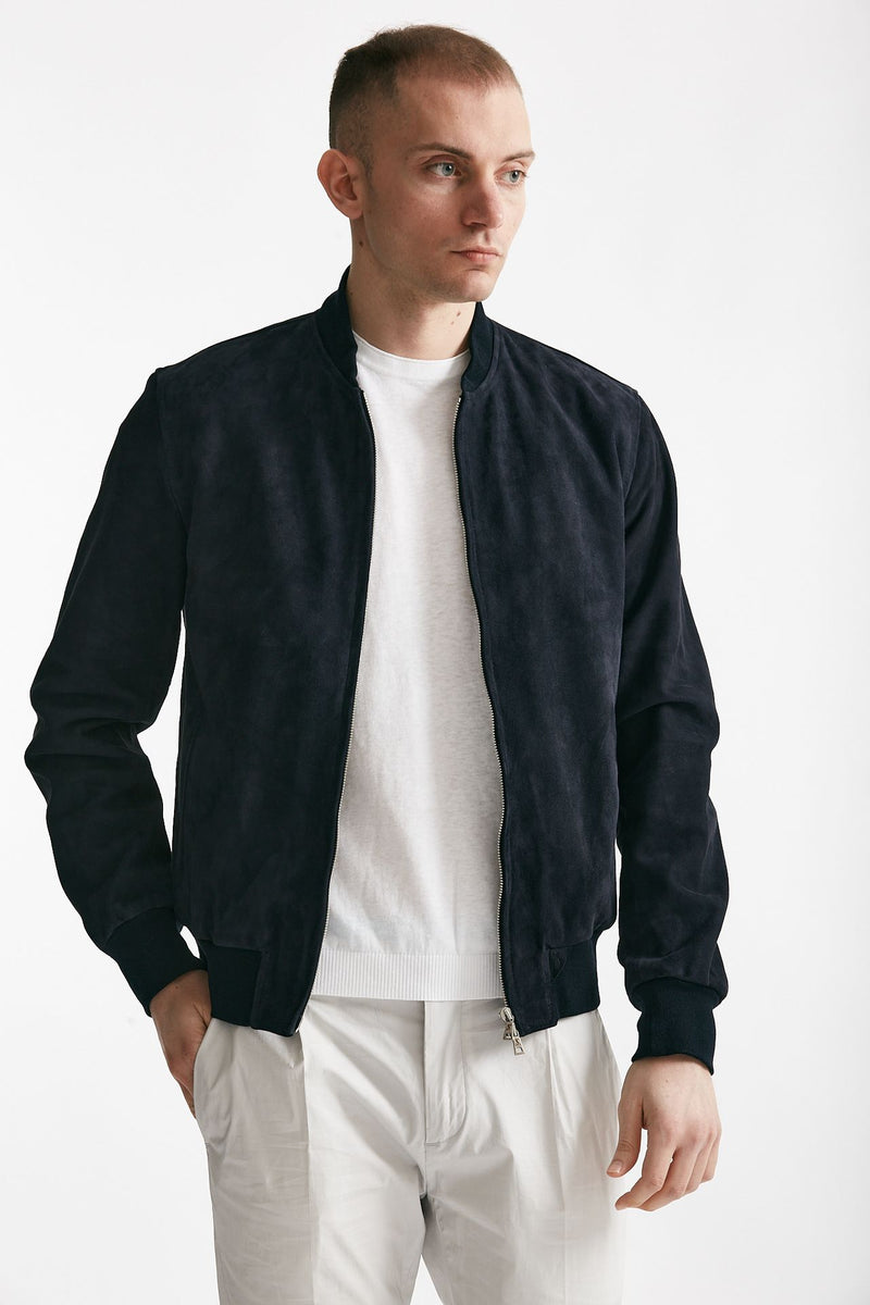bomber emanuele in camoscio blu men Stewart - 1