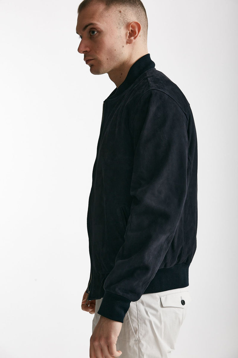 bomber emanuele in camoscio blu men Stewart - 2