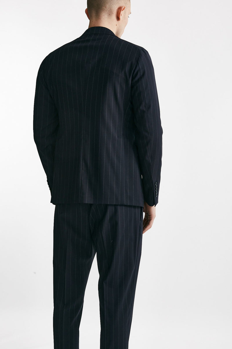 abito monopetto pino lerario gessato blu men Tagliatore - 3