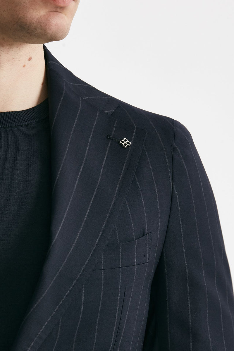 abito monopetto pino lerario gessato blu men Tagliatore - 6