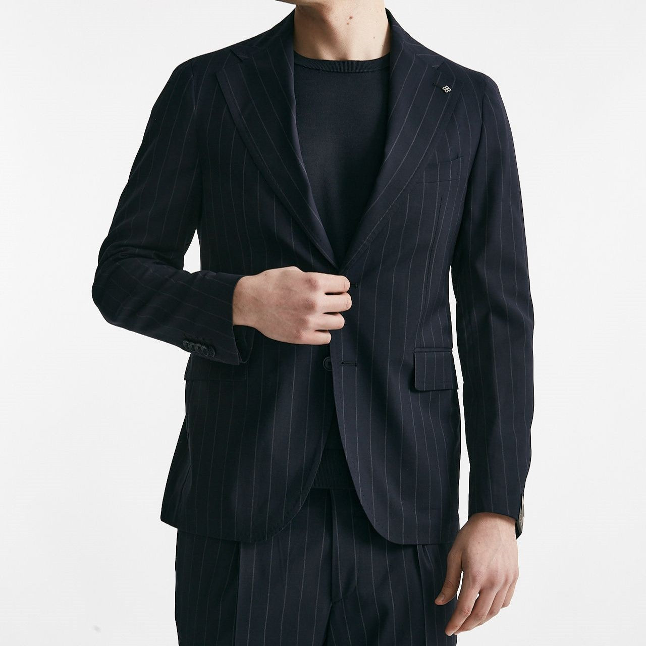 abito monopetto pino lerario gessato blu men Tagliatore - 9