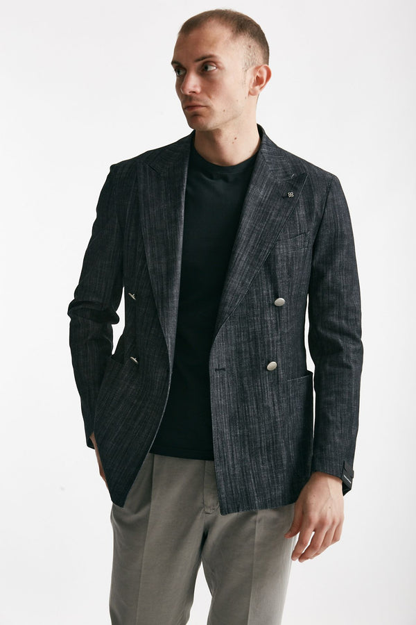 giacca doppiopetto montecarlo in denim nero men Tagliatore