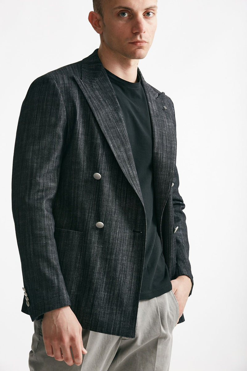 giacca doppiopetto montecarlo in denim nero men Tagliatore - 4