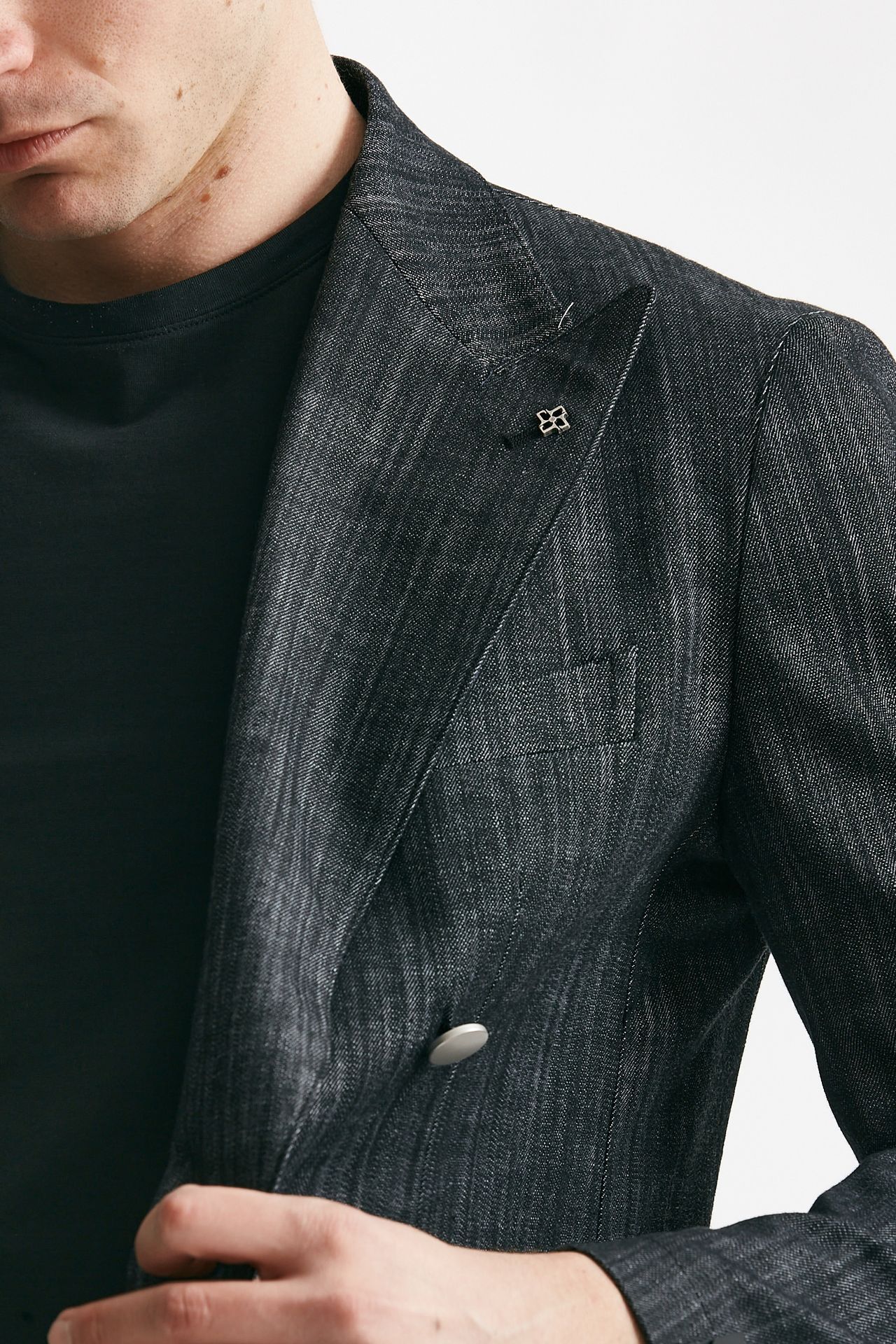 giacca doppiopetto montecarlo in denim nero men Tagliatore - 6