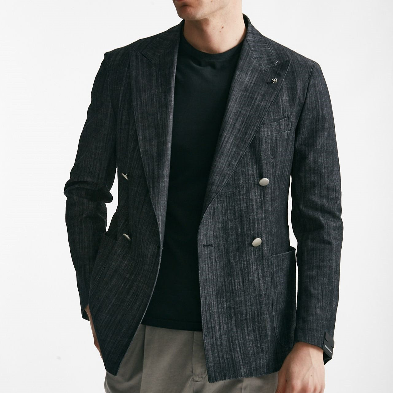 giacca doppiopetto montecarlo in denim nero men Tagliatore - 9