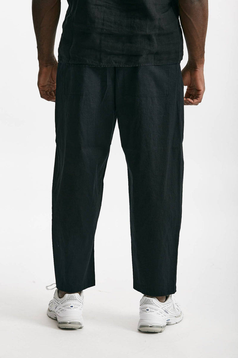 pantalone in lino cotone e poliestere nero men Transit uomo - 3