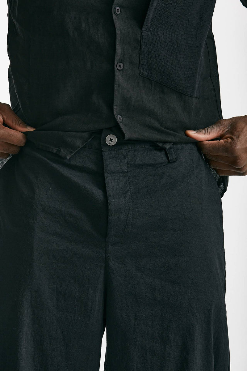 pantalone in lino cotone e poliestere nero men Transit uomo - 5