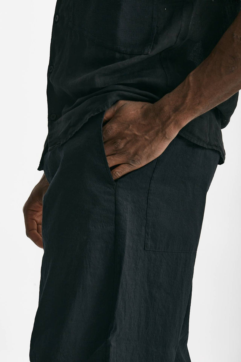 pantalone in lino cotone e poliestere nero men Transit uomo - 6