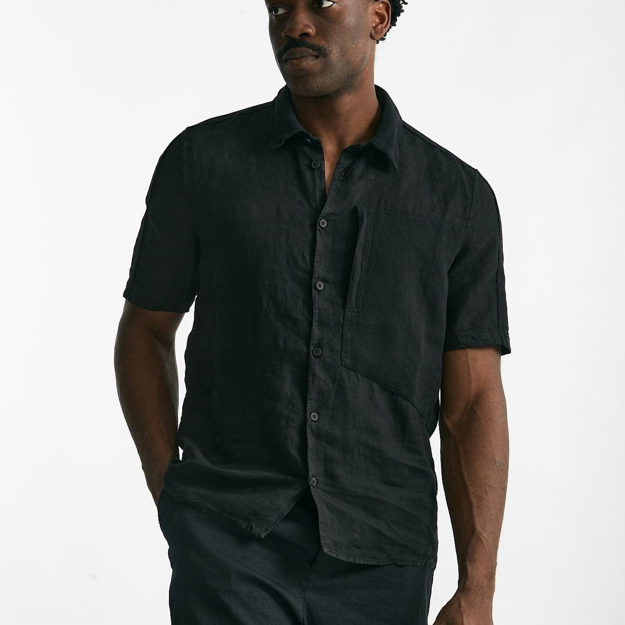 camicia in lino nero men Transit uomo - 7