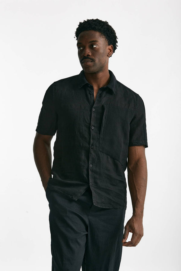 camicia in lino nero men Transit uomo