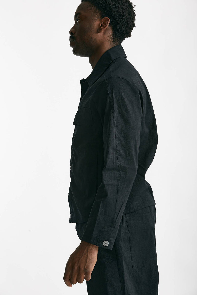 overshirt in lino cotone e poliestere nero men Transit uomo - 2