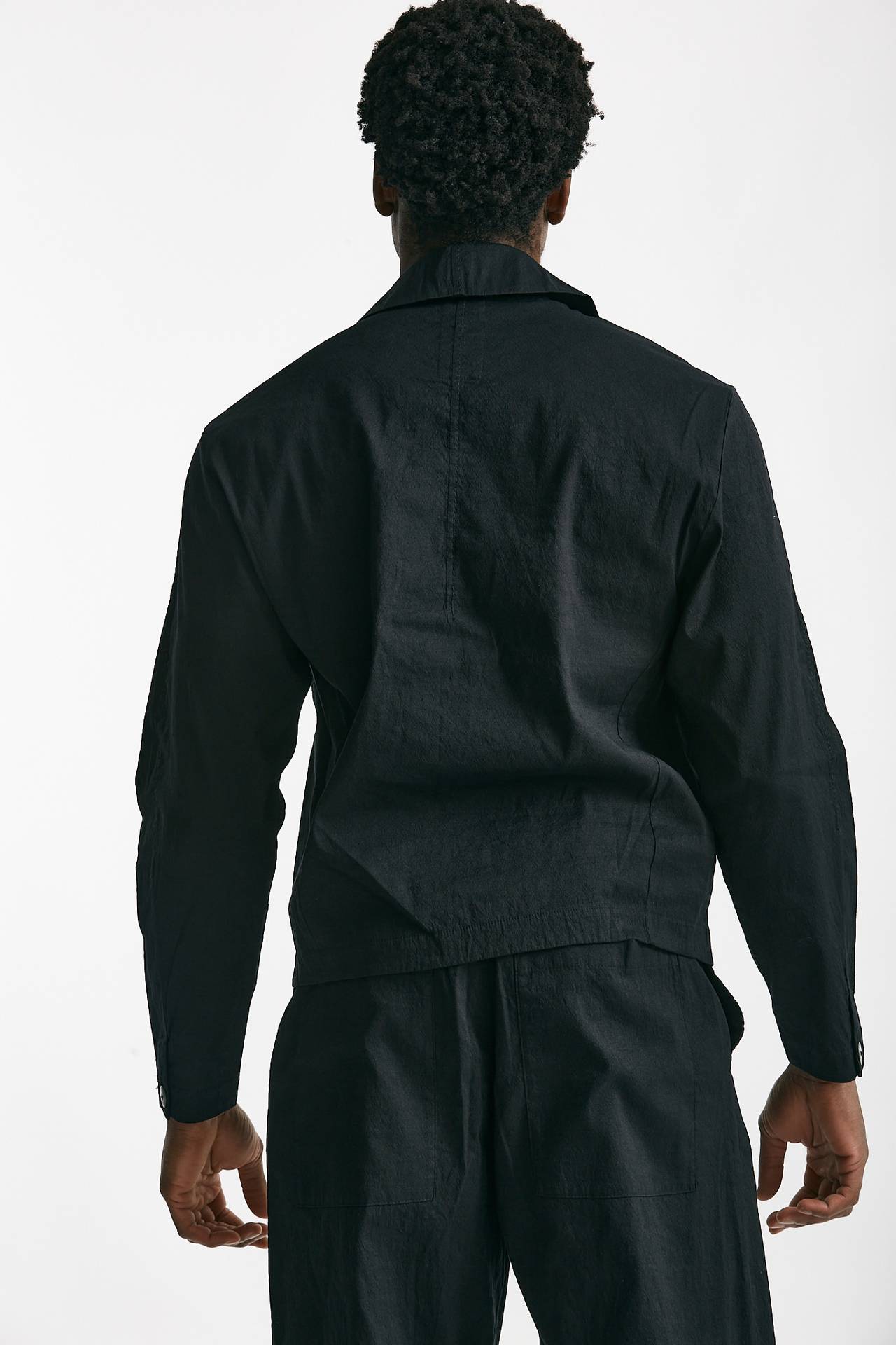 overshirt in lino cotone e poliestere nero men Transit uomo - 3