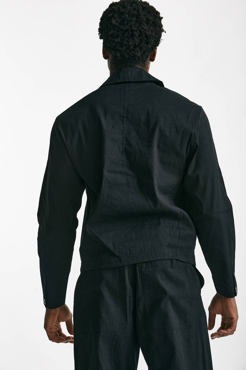 overshirt in lino cotone e poliestere nero men Transit uomo - 3